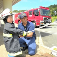 そうべつ保育所で  避難訓練と放水体験